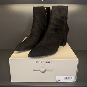 Women’s MARC FISHER LTD ‘Jarli’ Pointed-Toe Booties in Black Suede